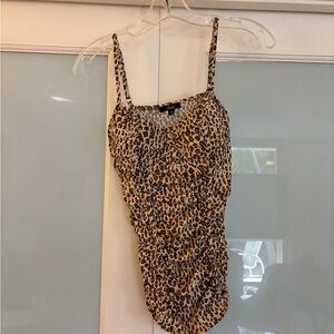 Leopard Print Ruched Women's Top